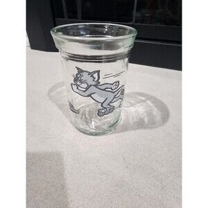 Vintage 1990 Welch’s Tom & Jerry Jelly Jar / Juice Glass, Tom Roller Skating